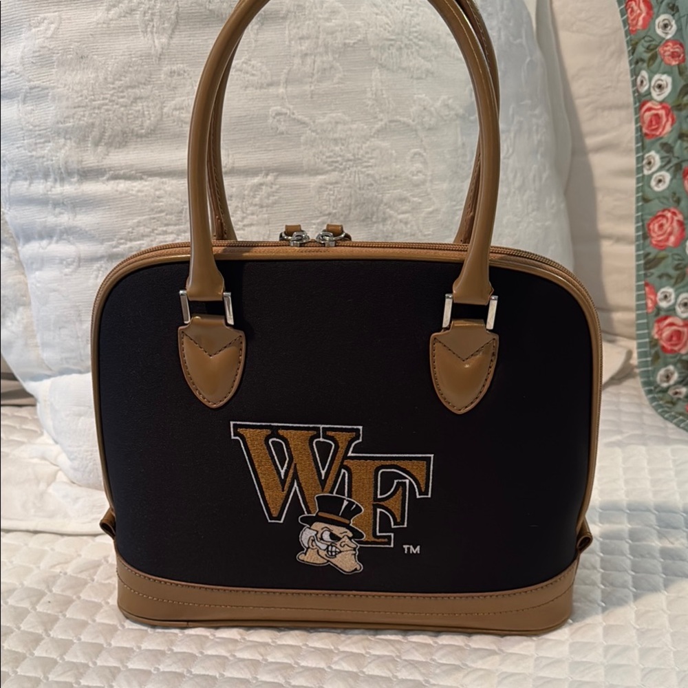 Black and Tan Wake Forest Dome Satchel Handbag